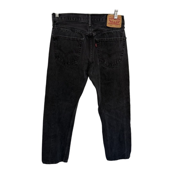 Vintage Y2K Levi's 505 Straight Leg Black Grunge Work Pants Denim Jeans 32X32 - Picture 3 of 8